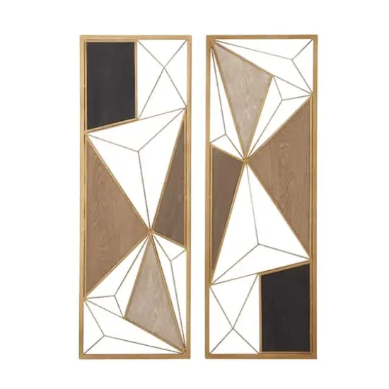 CosmoLiving by Cosmopolitan Multicolor Metal Abstract Wall Accent Set, 2ct. {1}