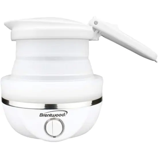 Brentwood White 0.85qt. Dual-Voltage Collapsible Travel Kettle {5}