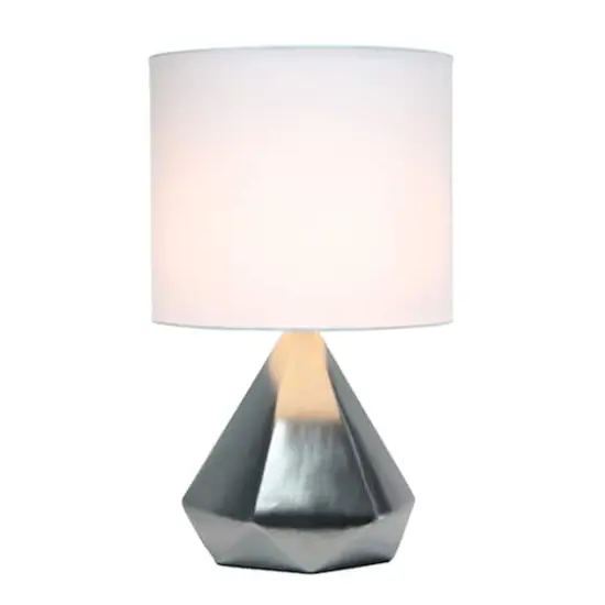 Simple Designs 19.8" Solid Pyramid Table Lamp Silver {3}