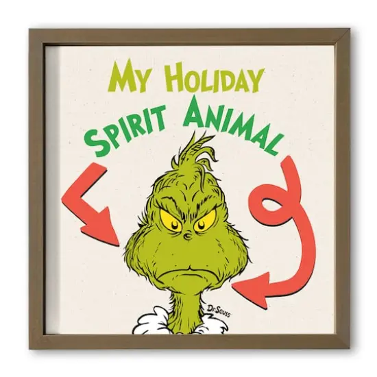 16" The Grinch Holiday Spirit Animal Framed Print Brown Frame {1}