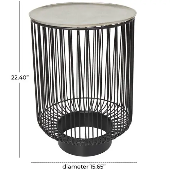 22" Black Aluminum Open Frame Wire Accent Table {6}