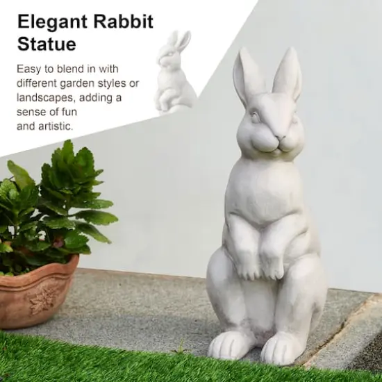Glitzhome&reg; 22.75" MGO White Standing Rabbit Statue {6}