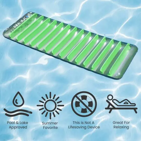 Swimline 6ft. Green & Gray Inflatable Sun Tanning Swimming Pool Mattress Raft {6}