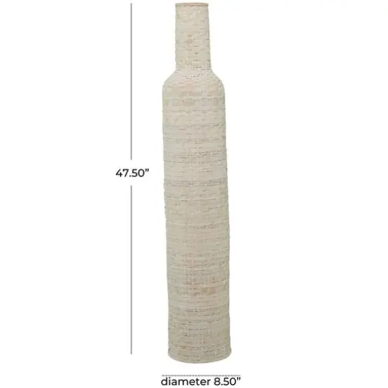 White Bamboo Tall Woven Floor Vase 9" x 9" x 48" {6}