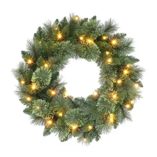 24" Pre-Lit Pine Wreath {1}