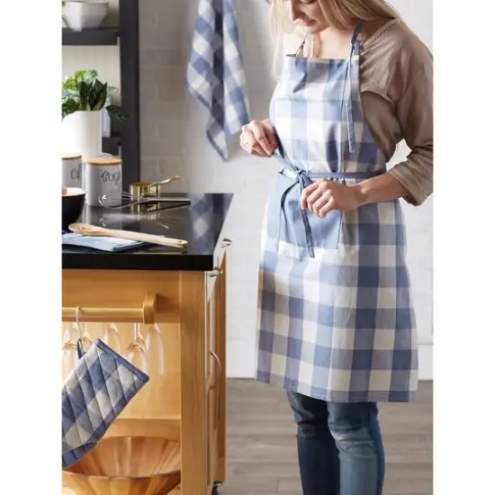 DII&reg; Buffalo Check Chef Apron Blue {8}
