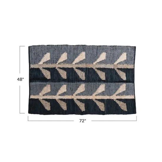 Hello Honey&reg; 4ft. x 6ft. Black & Natural Woven Jute, Leather & Cotton Chindi Rug {5}