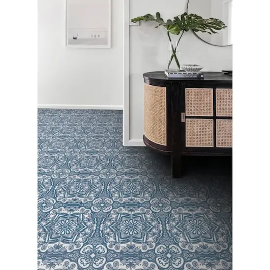 FloorPops Erina Blue Peel & Stick Floor Tiles {3}