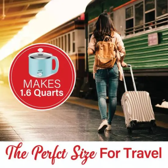 Brentwood Blue 1.6qt. 600 Watt Stainless Steel Electric Hot Pot Cooker & Food Steamer {9}