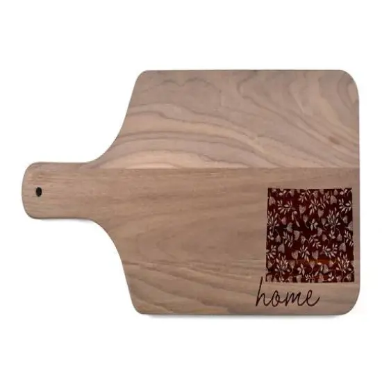 17" Floral Home State Walnut Paddle Cutting Board Colorado {1}
