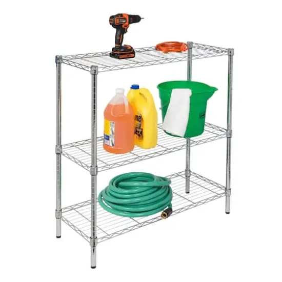 Honey Can Do Chrome 3-Tier Heavy-Duty Adjustable Shelf Storage Unit {1}
