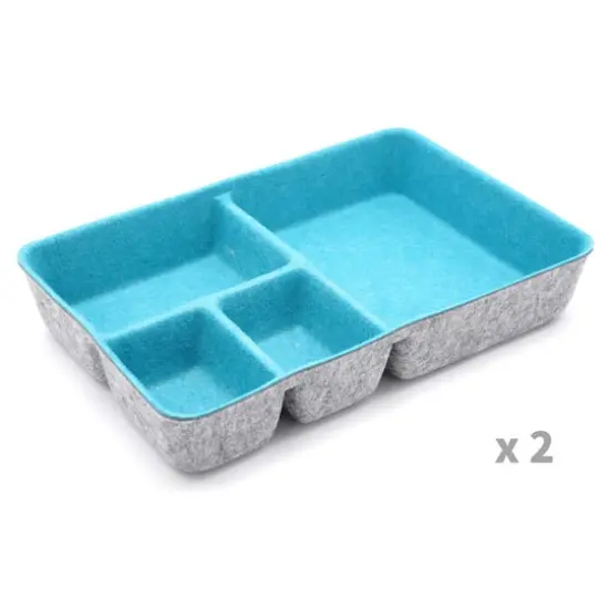 Welaxy 2 Piece Felt 4 Compartment Drawer Organizer Trays Turquoise {5}