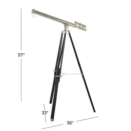 57" Silver Metal Telescope Decoration {8}