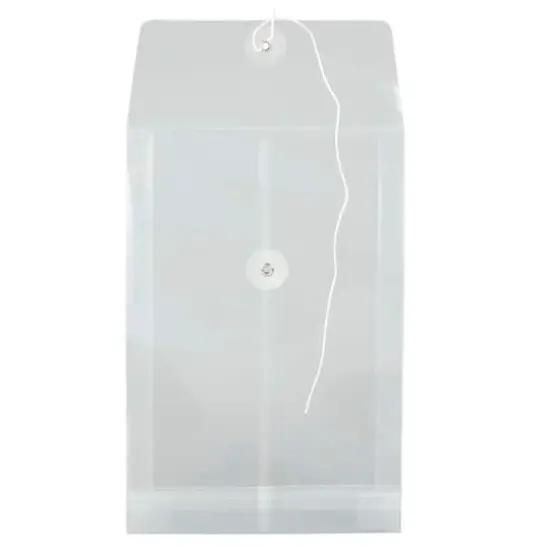 JAM Paper 6.25" x 9.25" Button & String Tie Closure Plastic Envelopes, 12ct. Clear {4}