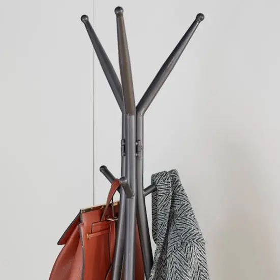 72" Gray Metal Modern Coat Rack {8}