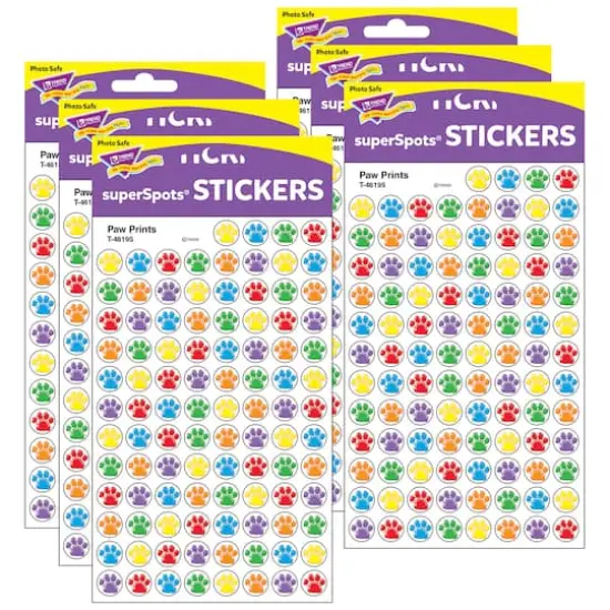 Trend Enterprises&reg; superSpots&reg; Paw Prints Stickers, 6 Packs of 800ct. {1}
