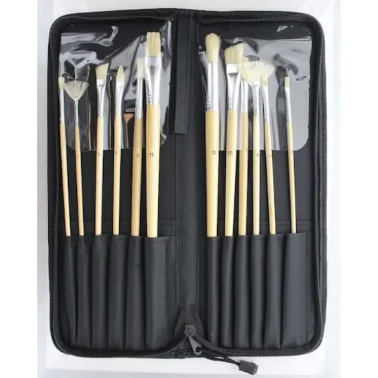 Art Advantage&reg; White Bristle with Case 12 Piece Brush Set {3}