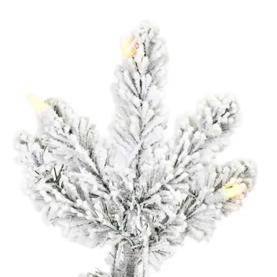 3ft. Pre-Lit Flocked Gifford Slim Potted Pine Artificial Christmas Tree, Warm White LED Lights {4}