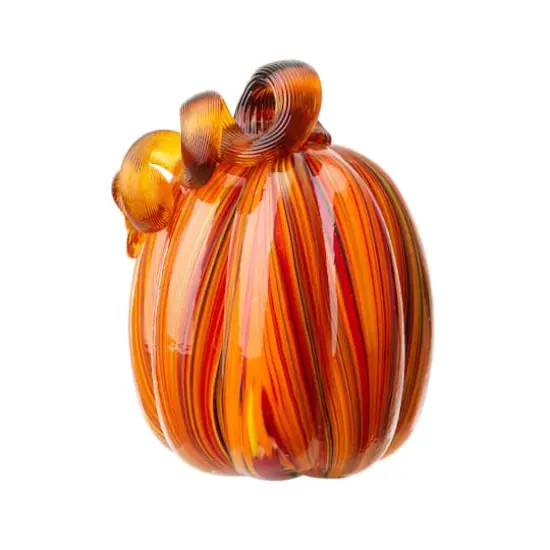 Glitzhome&reg; 5.5" Multi Striped Glass Pumpkin {6}