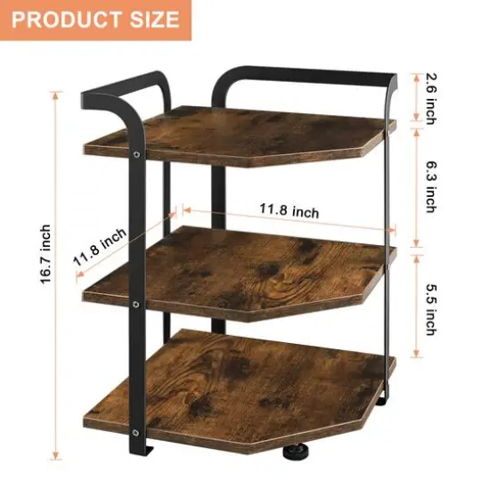 NEX&trade; Brown 3-Tier Small Corner Shelf Cabinet Organizer {3}
