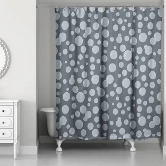 74" Bubbles All Over Shower Curtain Navy {3}