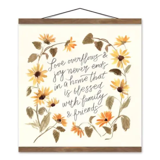 Love Overflows and Joy Never Ends Teak Hanging Canvas {1}