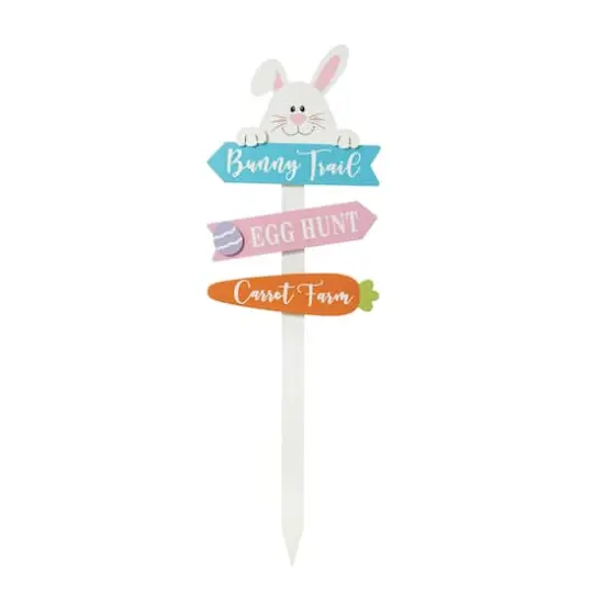 Glitzhome&reg; 36" Wooden Easter Bunny Yard Stake {1}