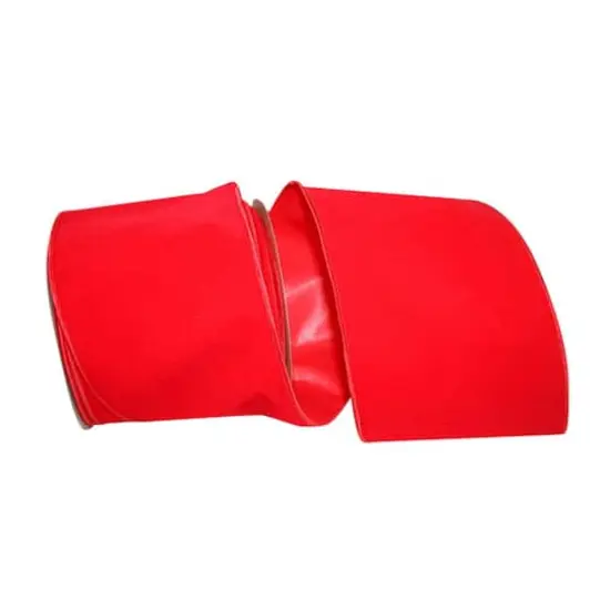 JAM Paper 6" x 25yd. Velvet Wired Heavy Commercial Ribbon Red {1}