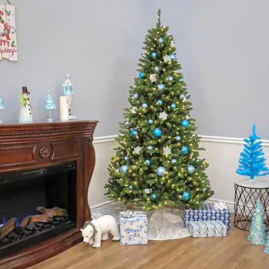 7.5ft. Pre-Lit Crater Pine Artificial Christmas Tree, Warm White LED Lights {5}