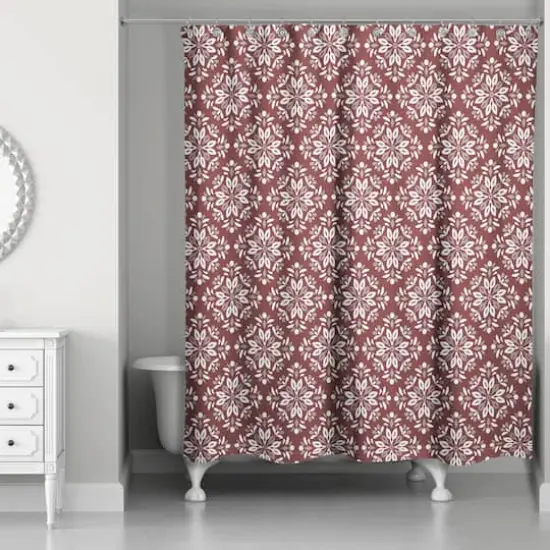 Leafy Medallions Shower Curtain Maroon {1}