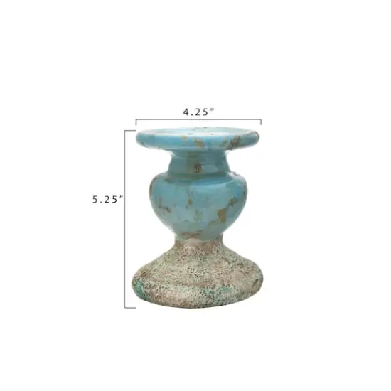 Hello Honey® 5" Distressed Blue Terracotta Pillar Candleholder {5}