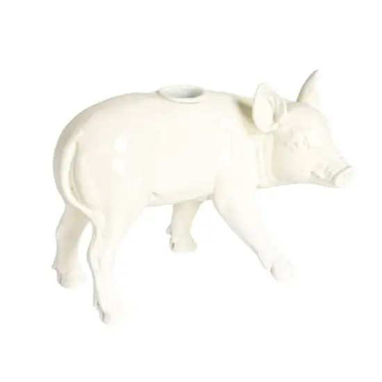 Hello Honey&reg; 7.25" Wide Country Charm Pig Taper Candle Holder {1}