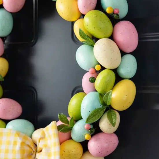 Glitzhome&reg; 18" Easter Egg Shaped Eggs Wreath {7}