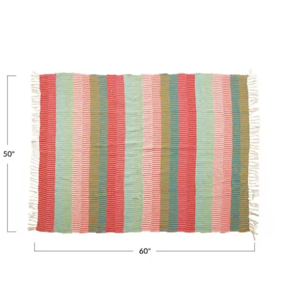 Hello Honey&reg; Multicolor Woven Recycled Cotton Blend Striped Throw with Tassels {6}