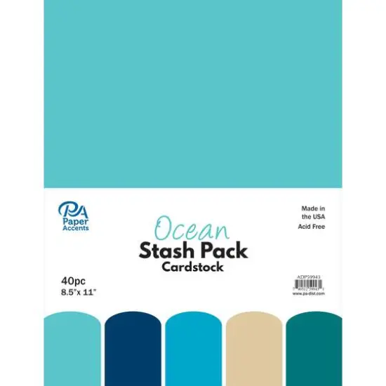PA Paper&trade; Accents Ocean Stash Pack 8.5" x 11" Cardstock, 40 sheets {1}