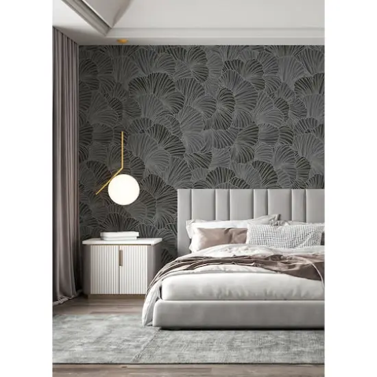 Katie Hunt Charcoal Gray Petals Wall Mural {3}