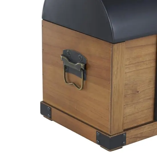 Brown Studded Storage Trunk with Black Metal Arched Tops & Vertical Strips Set {6}