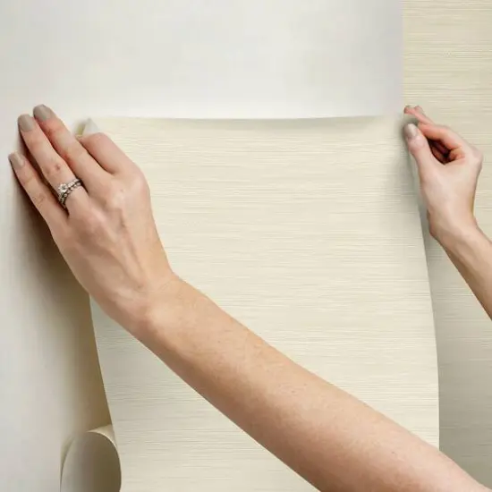 RoomMates Mr. Kate Stella Grasscloth Peel & Stick Wallpaper Cream {9}