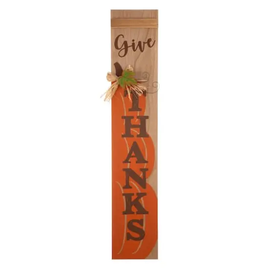 Glitzhome&reg; 3.5ft. Thanksgiving Wooden Pumpkin Porch Sign {1}