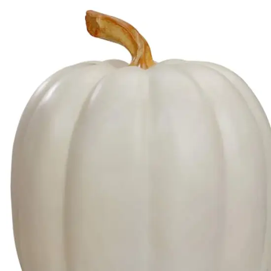 8" White Pumpkin Autumn Harvest Tabletop Decoration {4}