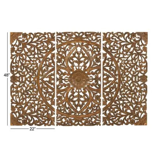 48" Brown Wood Traditional Wall Decor, 3ct. {5}