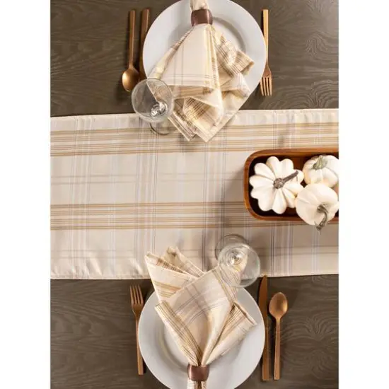 DII&reg; 108" Cream Metallic Plaid Table Runner {7}