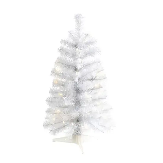 2ft. Pre-Lit White Artificial Christmas Tree, Clear LED Lights {1}
