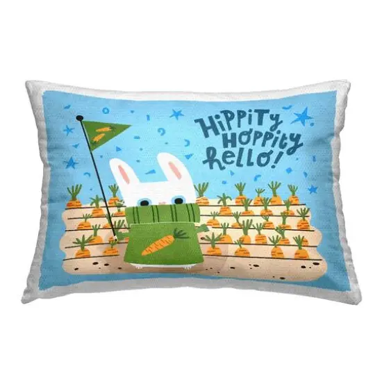 Stupell Industries Hippity Hoppity Hello Bunny Outdoor Printed Pillow {1}