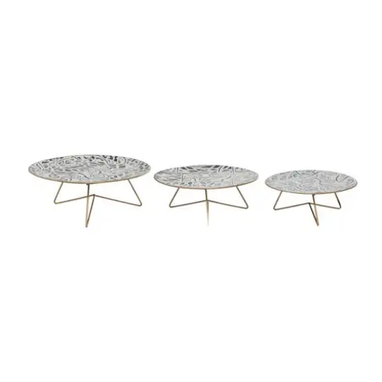 Set of 3 White Metal Farmhouse Cake Stand, 11", 12", 14" {6}