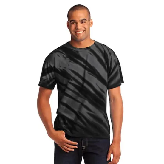 Port & Company&reg; Tiger Stripe Tie-Dye T-Shirt Black {4}