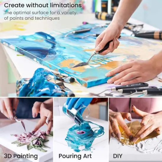 Arteza&reg; 18" x 24" White Classic Stretched Canvases, 4ct. {5}