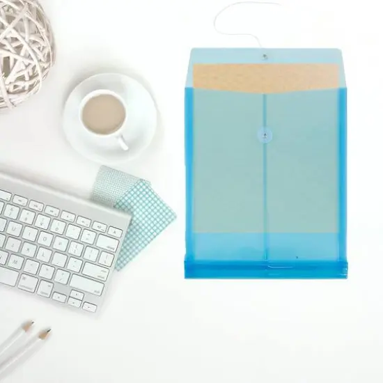 JAM Paper Letter Size Plastic Envelopes with Button & String Tie Closure, 12ct. Blue {7}