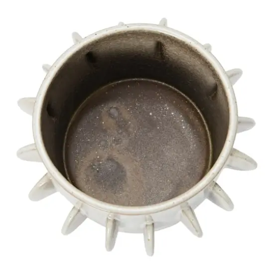 Hello Honey&reg; 5.5" Antique White Reactive Glaze Handmade Stoneware Planter {5}