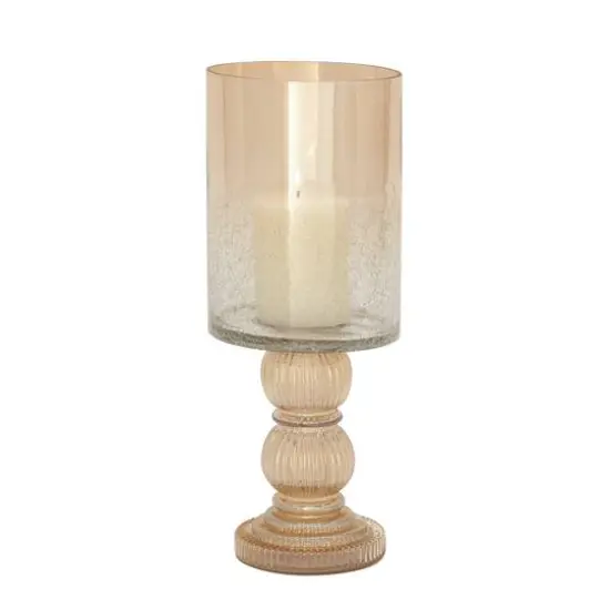 16" Gold Glass Traditional Candle Holder {1}